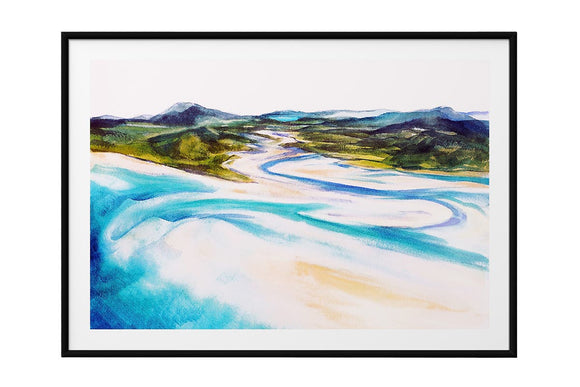NNEKG Whitsunday Island Australia Painting Wall Art B1 Black Frame (70 x 100)