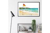 NNEKG Bondi Beach Sydney Coastal Painting Wall Art B1 Black Frame (70 x 100)