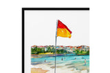 NNEKG Bondi Beach Sydney Coastal Painting Wall Art B1 Black Frame (70 x 100)