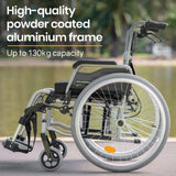 NNEMB 24 Folding Wheelchair Alloy with Brakes Folding Armrests for Dining