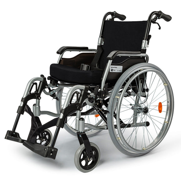 NNEMB 24 Folding Wheelchair Alloy with Brakes Folding Armrests for Dining