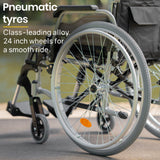 NNEMB 24 Folding Wheelchair Alloy with Brakes Folding Armrests for Dining