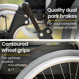 NNEMB 24 Folding Wheelchair Alloy with Brakes Folding Armrests for Dining