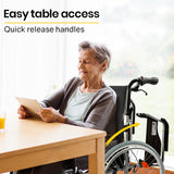 NNEMB 24 Folding Wheelchair Alloy with Brakes Folding Armrests for Dining