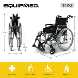 NNEMB 24 Folding Wheelchair Alloy with Brakes Folding Armrests for Dining