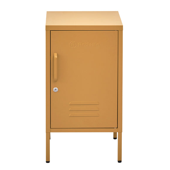 NNEDSZ Mini Metal Locker Storage Shelf Organizer Cabinet Bedroom Yellow