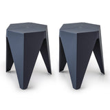 NNEDSZ Set of 2 Puzzle Stool Plastic Stacking Stools Chair Outdoor Indoor Blue