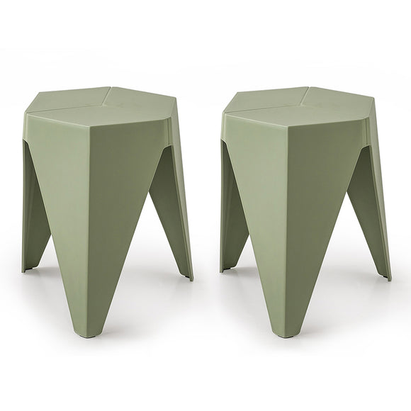 NNEDSZ Set of 2 Puzzle Stool Plastic Stacking Stools Chair Outdoor Indoor Green