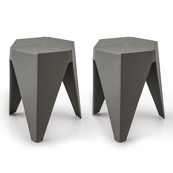 NNEDSZ Set of 2 Puzzle Stool Plastic Stacking Stools Chair Outdoor Indoor Grey
