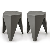 NNEDSZ Set of 2 Puzzle Stool Plastic Stacking Stools Chair Outdoor Indoor Grey