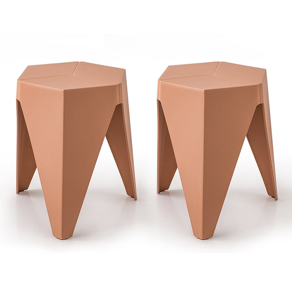 NNEDSZ Set of 2 Puzzle Stool Plastic Stacking Stools Chair Outdoor Indoor Pink