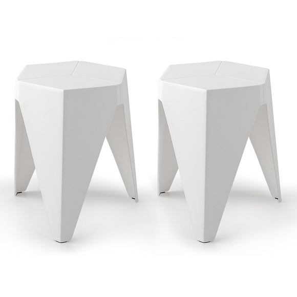 NNEDSZ Set of 2 Puzzle Stool Plastic Stacking Stools Chair Outdoor Indoor White