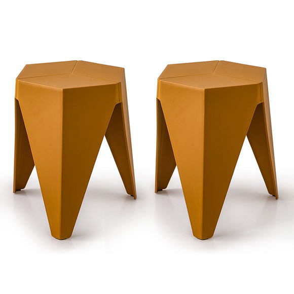 NNEDSZ Set of 2 Puzzle Stool Plastic Stacking Stools Chair Outdoor Indoor Yellow