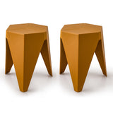 NNEDSZ Set of 2 Puzzle Stool Plastic Stacking Stools Chair Outdoor Indoor Yellow
