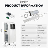 NNEMB 3-in-1 Portable Air Conditioner Dehumidifier Fan Cooler Aircon 7000 BTU