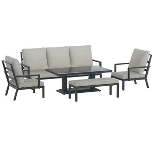 NNEDSZ Outdoor Sofa 7-Seater Lounge Set Garden Patio Aluminium Bench w/Cushions