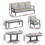 NNEDSZ Outdoor Sofa 7-Seater Lounge Set Garden Patio Aluminium Bench w/Cushions