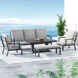 NNEDSZ Outdoor Sofa 7-Seater Lounge Set Garden Patio Aluminium Bench w/Cushions