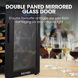NNEMB 12 Bottle Wine Bar Fridge-Countertop-Mirrored Glass Door-Sliding Shelves-Black