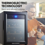NNEMB 12 Bottle Wine Bar Fridge-Countertop-Mirrored Glass Door-Sliding Shelves-Black