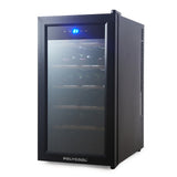 NNEMB 18 Bottle Wine Bar Fridge-Countertop-Mirrored Glass Door-Sliding Shelves-Black