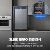 NNEMB 28 Bottle Wine Bar Fridge-Countertop-Mirrored Glass Door-Sliding Shelves-Black
