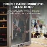 NNEMB 34 Bottle Wine Bar Fridge-Under Bench-Glass Door w/ Stainless Steel Frame-Sliding Shelves-Silver