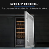 NNEMB 34 Bottle Wine Bar Fridge-Under Bench-Glass Door w/ Stainless Steel Frame-Sliding Shelves-Silver