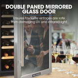 NNEMB 51 Bottle Wine Bar Fridge-Under Bench-Glass Door w/ Stainless Steel Frame-Sliding Shelves-Silver