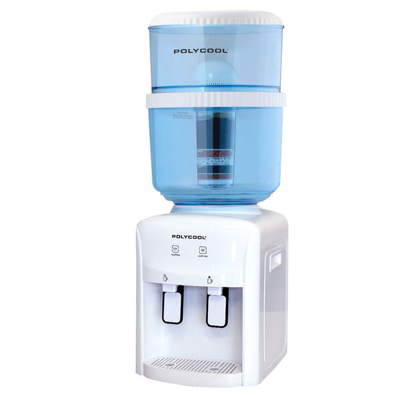 NNEMB 22L Benchtop Water Cooler Dispenser-Instant Hot & Cold-with 7 Stage Purifier Filter System-White