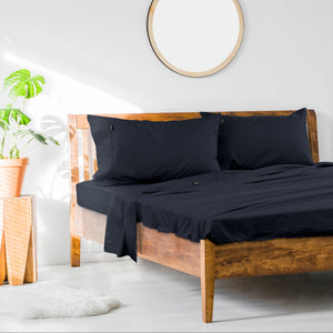 NNEKG Ardor 1000TC Luxury Bed Sheet Set (King Bed Navy)