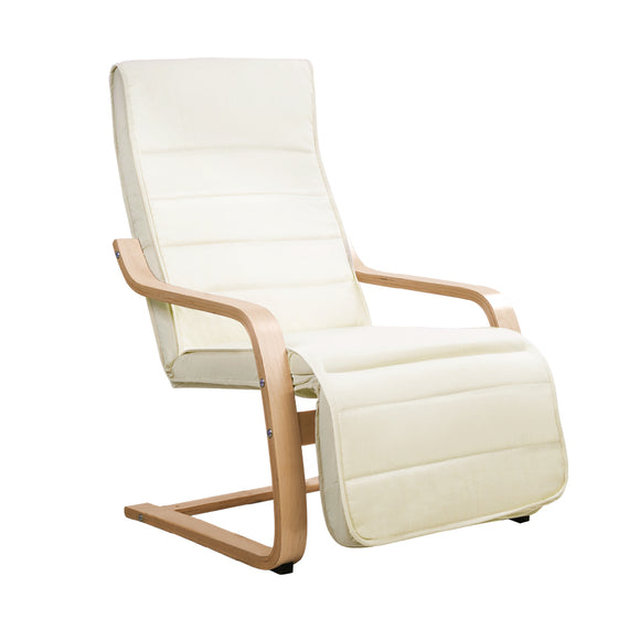 NNEDSZ Fabric Armchair with Adjustable Footrest - Beige