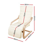 NNEDSZ Fabric Armchair with Adjustable Footrest - Beige