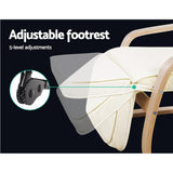 NNEDSZ Fabric Armchair with Adjustable Footrest - Beige