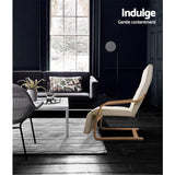 NNEDSZ Fabric Armchair with Adjustable Footrest - Beige
