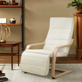 NNEDSZ Fabric Armchair with Adjustable Footrest - Beige
