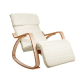 NNEDSZ Fabric Rocking Armchair with Adjustable Footrest - Beige