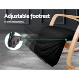 NNEDSZ Fabric Rocking Armchair with Adjustable Footrest - Black