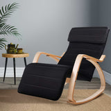 NNEDSZ Fabric Rocking Armchair with Adjustable Footrest - Black