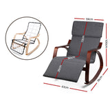 NNEDSZ Fabric Rocking Armchair with Adjustable Footrest - Charcoal