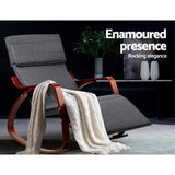 NNEDSZ Fabric Rocking Armchair with Adjustable Footrest - Charcoal