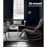 NNEDSZ Fabric Rocking Armchair with Adjustable Footrest - Charcoal