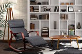 NNEDSZ Fabric Rocking Armchair with Adjustable Footrest - Charcoal