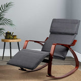 NNEDSZ Fabric Rocking Armchair with Adjustable Footrest - Charcoal