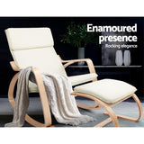 NNEDSZ Wooden Armchair with Foot Stool - Beige