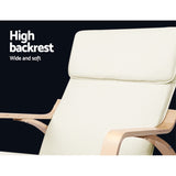 NNEDSZ Wooden Armchair with Foot Stool - Beige
