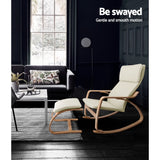 NNEDSZ Wooden Armchair with Foot Stool - Beige