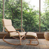 NNEDSZ Wooden Armchair with Foot Stool - Beige