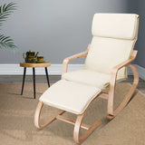 NNEDSZ Wooden Armchair with Foot Stool - Beige