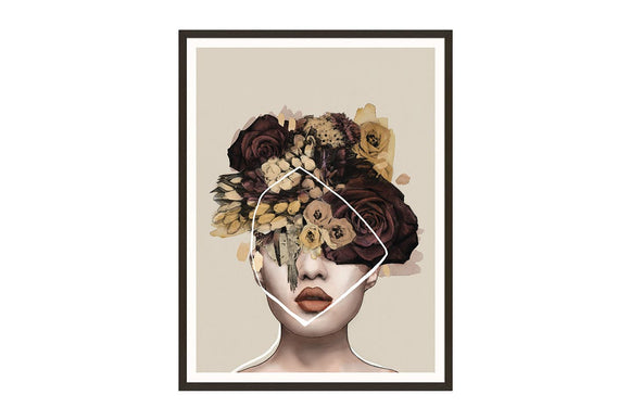 NNEKG Him & Her Jasmine Framed Print Black Wall Art (54 x 79)